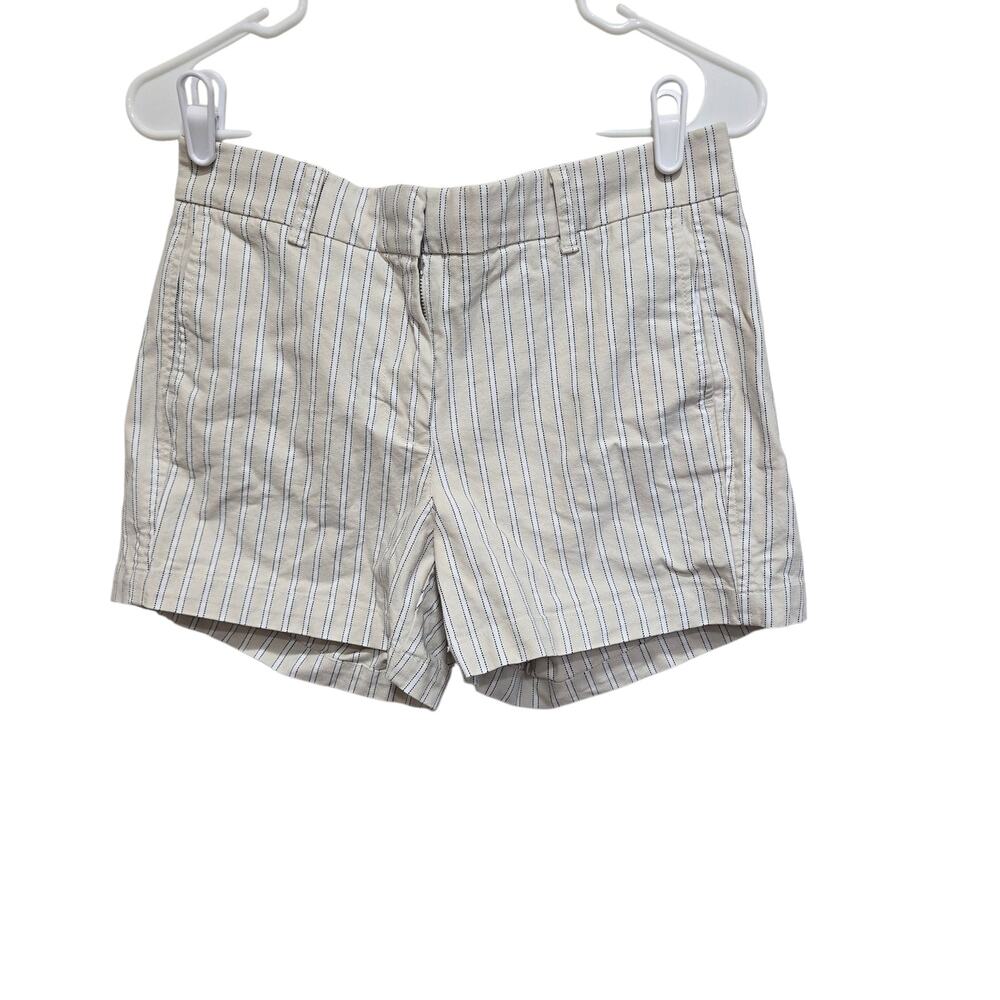 J.Crew Striped Chino Shorts Size 4 Ivory Navy Preppy Summer